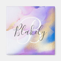 Personalised Name Monogram Purple Watercolor Luxe