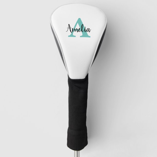 Personalised Name Monogram Script Golf Head Cover (Front)