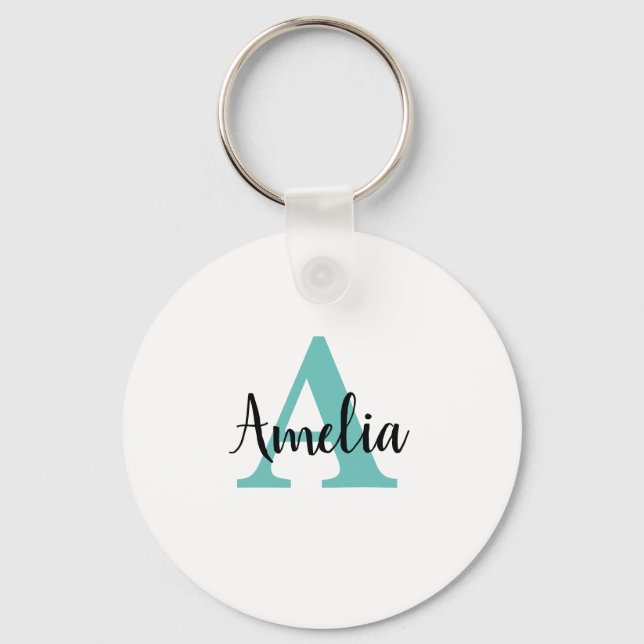 Personalised Name Monogram Script Keychain (Front)