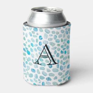 Personalised Name Monogram Sea Glass Can Cooler