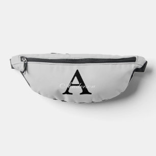 Personalised Name Monogram Silver Background Bum Bags