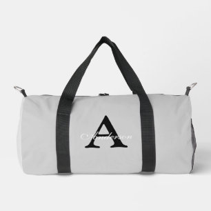 Personalised Name Monogram Silver Background Duffle Bag