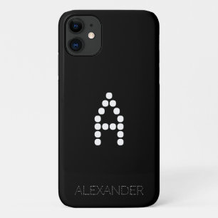 Personalised Name & Monogram Smart Font On Black iPhone 11 Case