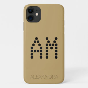 Personalised Name & Monogram Smart Font On Gold iPhone 11 Case