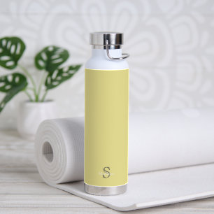 Personalised Name Monogram Soft Yellow Black Yoga Water Bottle