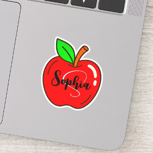 Personalised Name Monogram Tag   Red Apple Teacher