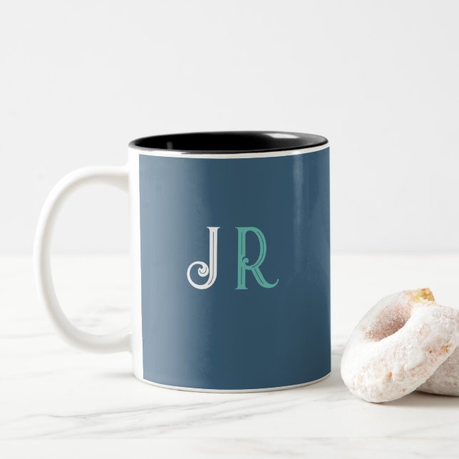Personalised Name Monogram Two-Tone Coffee Mug (With Donut)