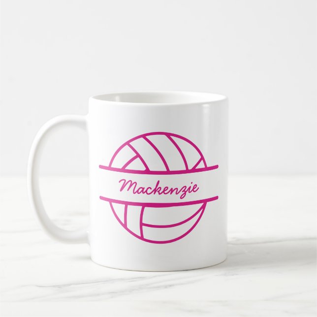 Personalised Name Monogram Volleyball Coffee Mug (Left)