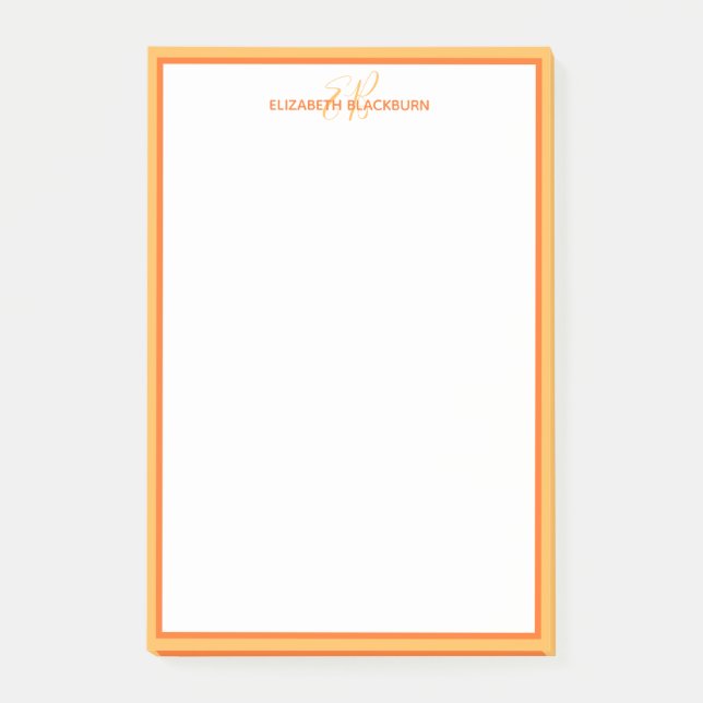 Personalised Name Monogrammed Initials Orange Chic Post-it Notes (Front)