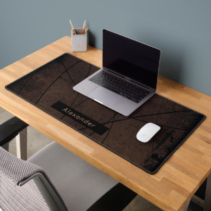 Personalised Name Moody Brown Abstract Masculine   Desk Mat