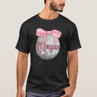 Personalised Name Morgan Coquette Bow Pink Disco B T-Shirt