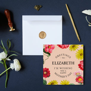 Personalised Name - Mother's Day Wishes Floral  Holiday Card