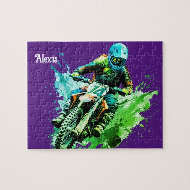 Personalised name Motocross Puzzle (Horizontal)