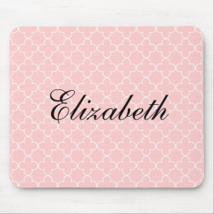 Personalised name mouse pad Pink quatrefoil
