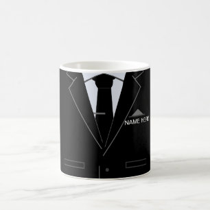 Personalised Name Mug Business Black Suit Gift