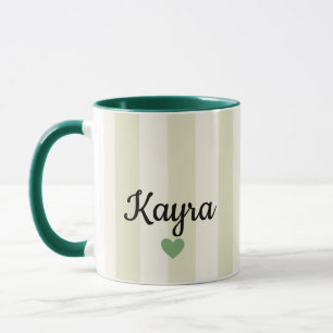 Personalised Name Mug Sage Green Striped Custom