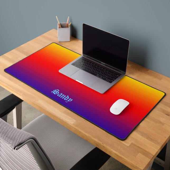 Personalised Name Multicolor Yellow Orange Blue Desk Mat (Office 2)