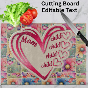 Personalised Name Mum Kids Floral All Over Print Cutting Board