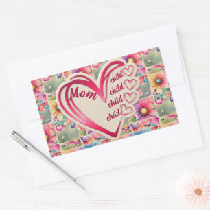 Personalised Name Mum Kids Floral All Over Print Rectangular Sticker