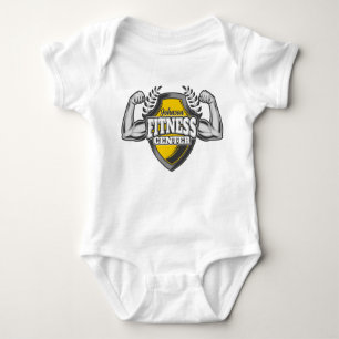 Personalised NAME Muscle Fitness Trainer Gym Baby Bodysuit