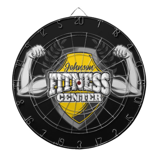 Personalised NAME Muscle Fitness Trainer Gym Dartboard (Front)