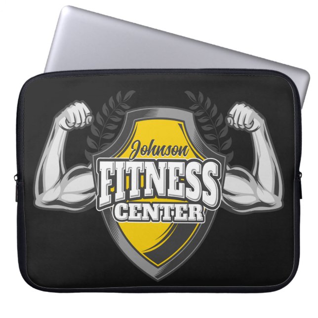 Personalised NAME Muscle Fitness Trainer Gym Laptop Sleeve (Front)
