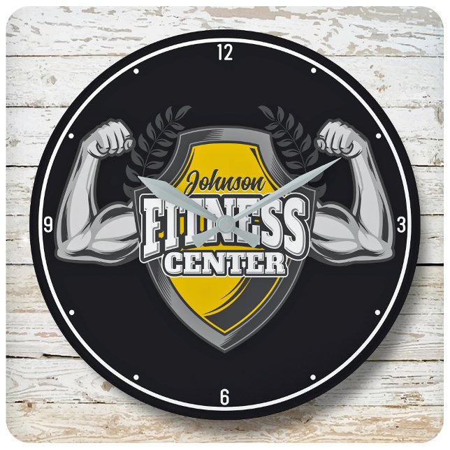 Personalised NAME Muscle Fitness Trainer Gym Large Clock (Creator Uploaded)