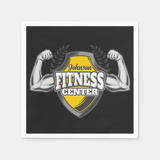 Personalised NAME Muscle Fitness Trainer Gym Napkin (Front)