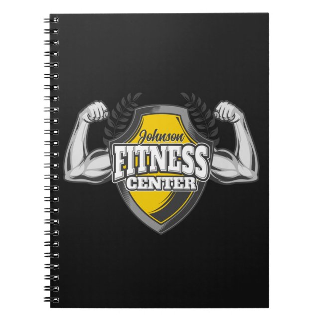 Personalised NAME Muscle Fitness Trainer Gym Notebook (Front)