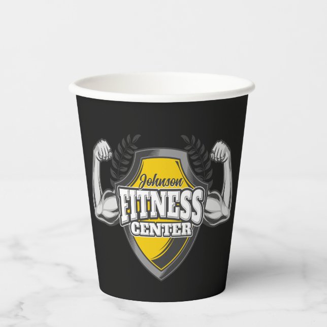 Personalised NAME Muscle Fitness Trainer Gym Paper Cups (Front)