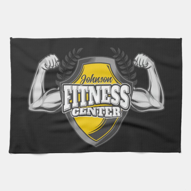 Personalised NAME Muscle Fitness Trainer Gym Tea Towel (Horizontal)