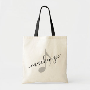 Personalised Name Music Note Black  Tote Bag