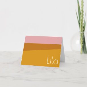 Personalised Name Mustard Yellow Pink Stationery Note Card