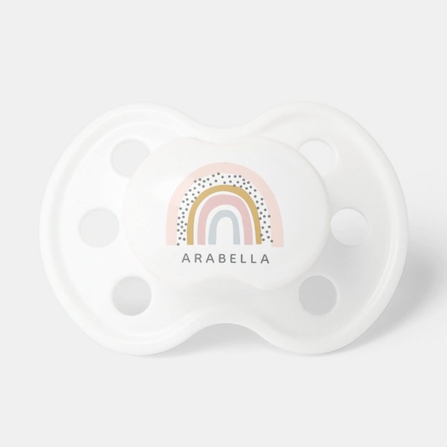 Personalised Name Muted Rainbow Baby Dummy (Front)