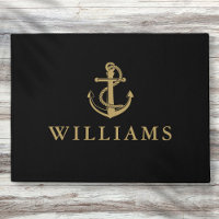 Personalised Name Nautical Anchor Black And Gold