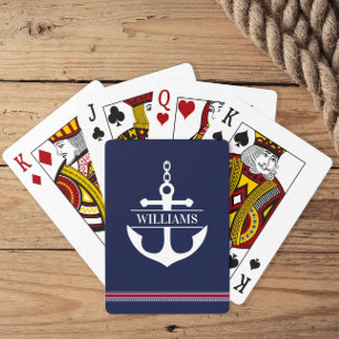 Personalised Name Nautical Anchor Playing Cards