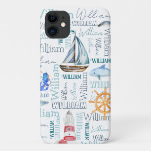 Personalised name nautical marine sailing iPhone 11 case