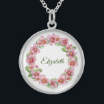 Personalised Name Necklace Floral Wreath<br><div class="desc">Personalizd Name Necklace. Add your own name. You can change the font and the font colour to make it your own. A great gift for bridesmaids,  wedding party,  Mother's Sister's,  friends.</div>