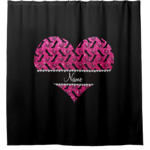 Personalised name neon hot pink glitter boots bows shower curtain