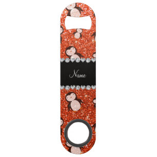 Personalised name neon orange glitter penguins