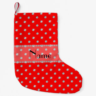 Personalised name neon red diamonds small christmas stocking
