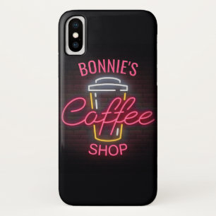 Personalised NAME Neon Style Coffee Shop Custom iPhone X Case