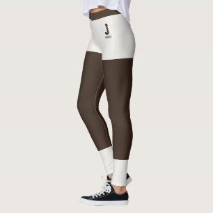 Personalised Name Neutral Dark Espresso Monogram Leggings