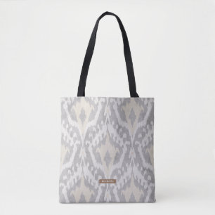 Personalised Name neutral Ikat Pattern Bridesmaid Tote Bag