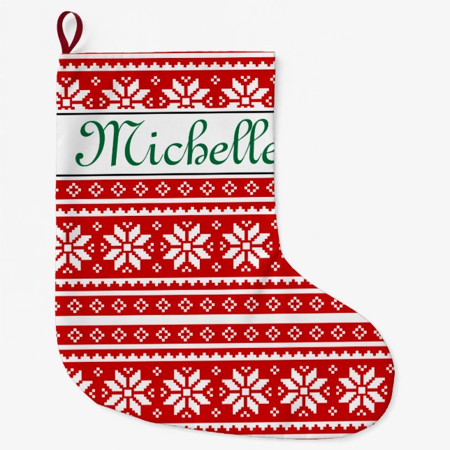 Personalised name nordic Christmas stocking (Front)