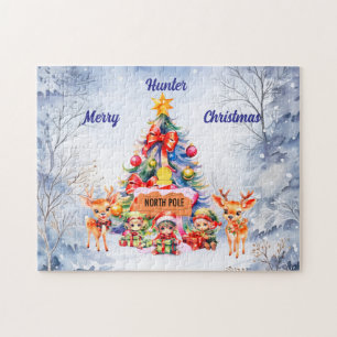 Personalised name North Pole Jigsaw Puzzle