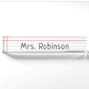 Personalised Name Notebook Paper Teacher Nameplate
