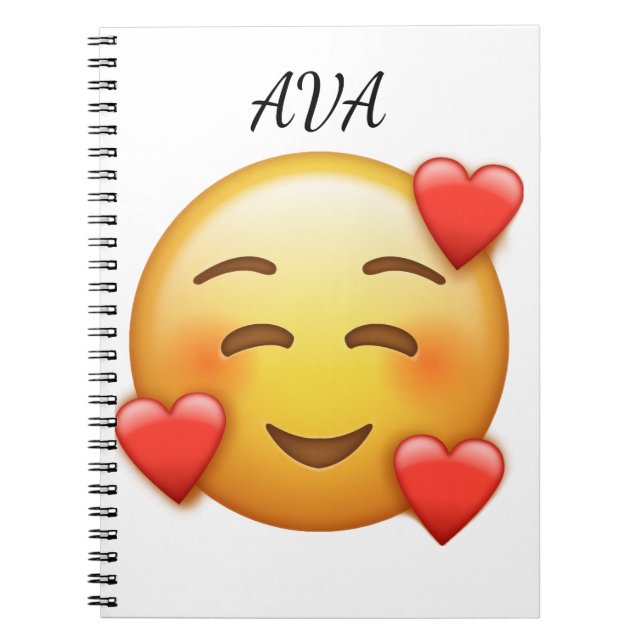  Personalised Name Notebook with Hearts Emoji (Front)