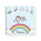 Personalised Name Notebook with Unicorn on Rainbow