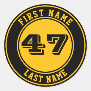 Personalised Name & Number Baseball Bat Knob Classic Round Sticker